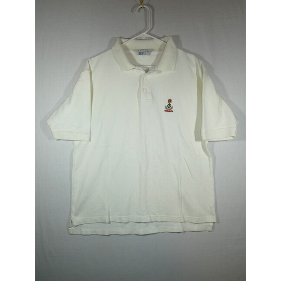 DAVIDSON OF BERMUDA Polo Mens Large White Embroidered Logo Vintage - Picture 1 of 7